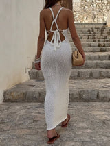 White Maxi Dress with Deep V-Neck