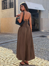 Spaghetti Strap Maxi Dress with Flowy Skirt