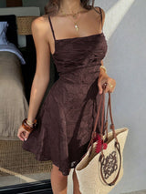 Floral-Patterned Dress with Spaghetti Straps