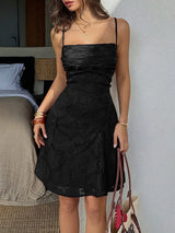 Floral-Patterned Dress with Spaghetti Straps