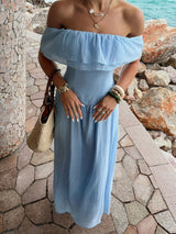 Off-Shoulder Maxi Dress with Ruffle Detailing