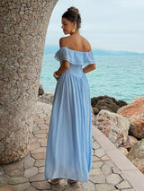 Off-Shoulder Maxi Dress with Ruffle Detailing
