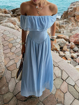 Off-Shoulder Maxi Dress with Ruffle Detailing