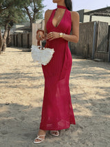 Polka Dot Maxi Dress with Halter Neck