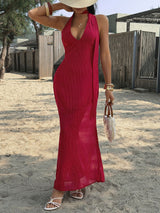 Polka Dot Maxi Dress with Halter Neck