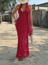 Polka Dot Maxi Dress with Halter Neck