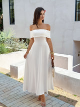 Off-Shoulder White Maxi Dress
