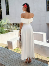 Off-Shoulder White Maxi Dress