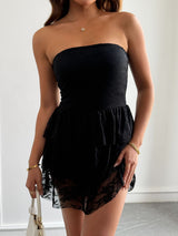 Elegant Strapless Lace Dress