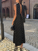 Polka Dot Maxi Dress with Spaghetti Straps