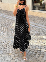 Polka Dot Maxi Dress with Spaghetti Straps