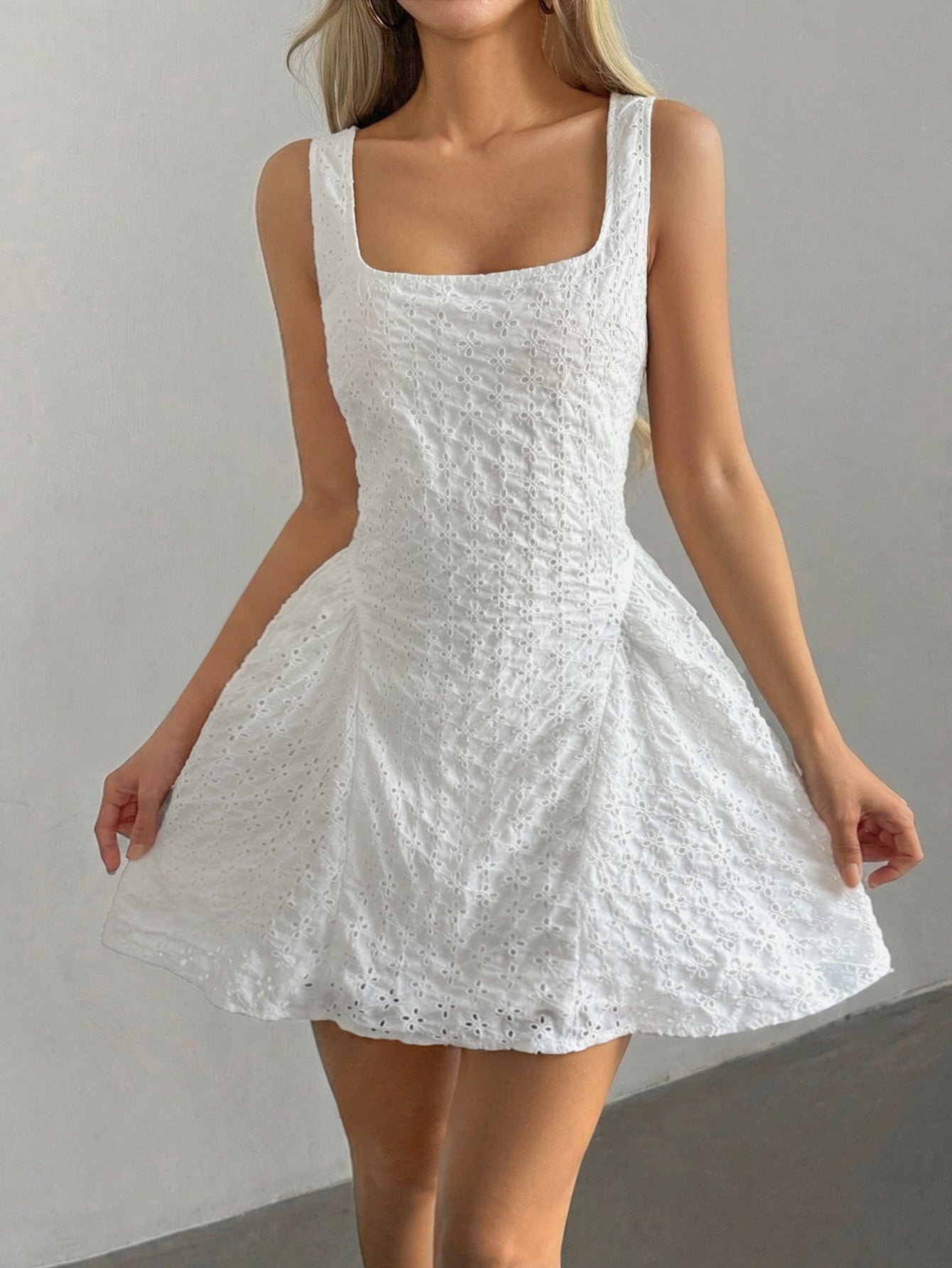 White Sundress with Square Neckline