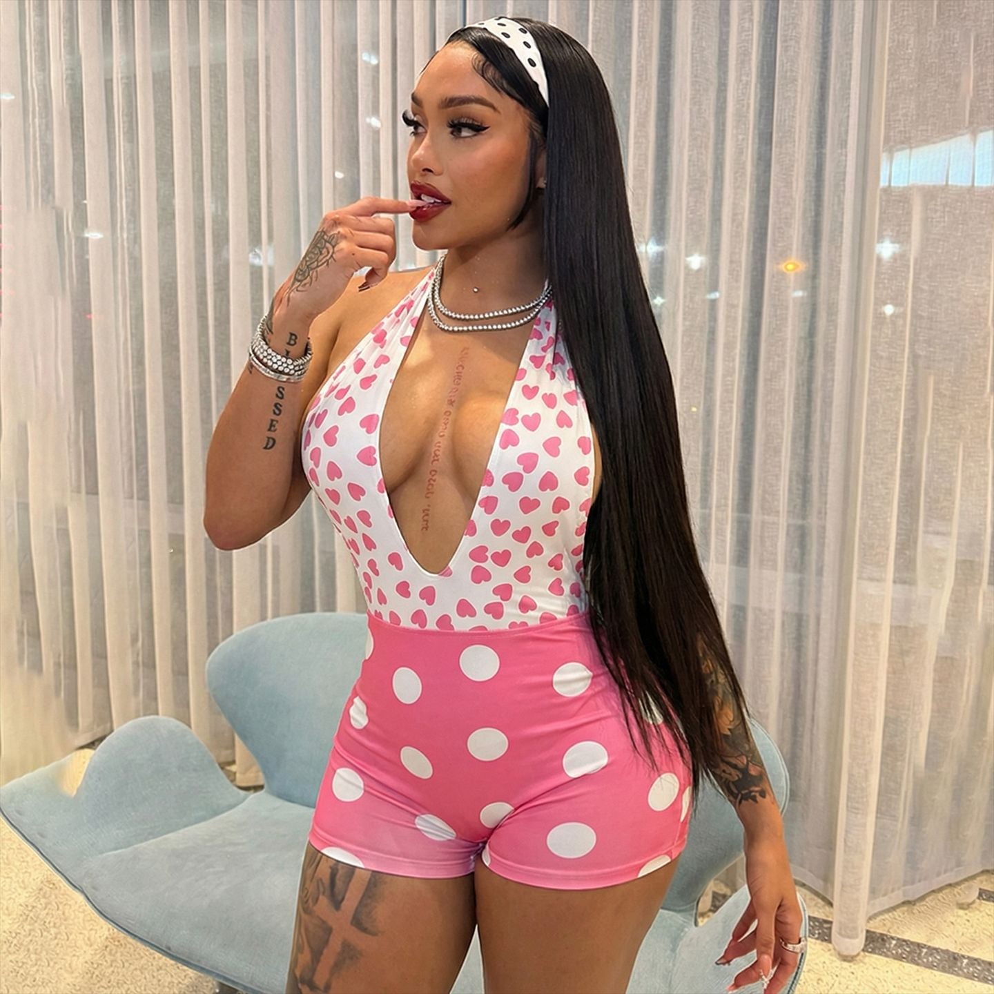 Heart & Polka Dot Fashion Romper