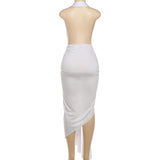 Deep-V Asymmetrical Dress with High Slit