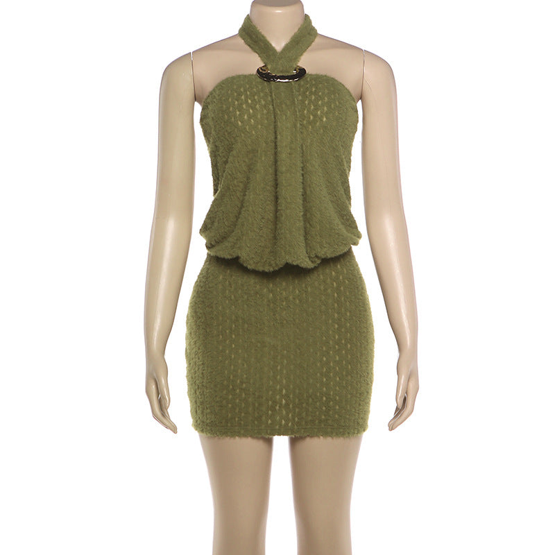 Knit Halter Halter Mini Dress