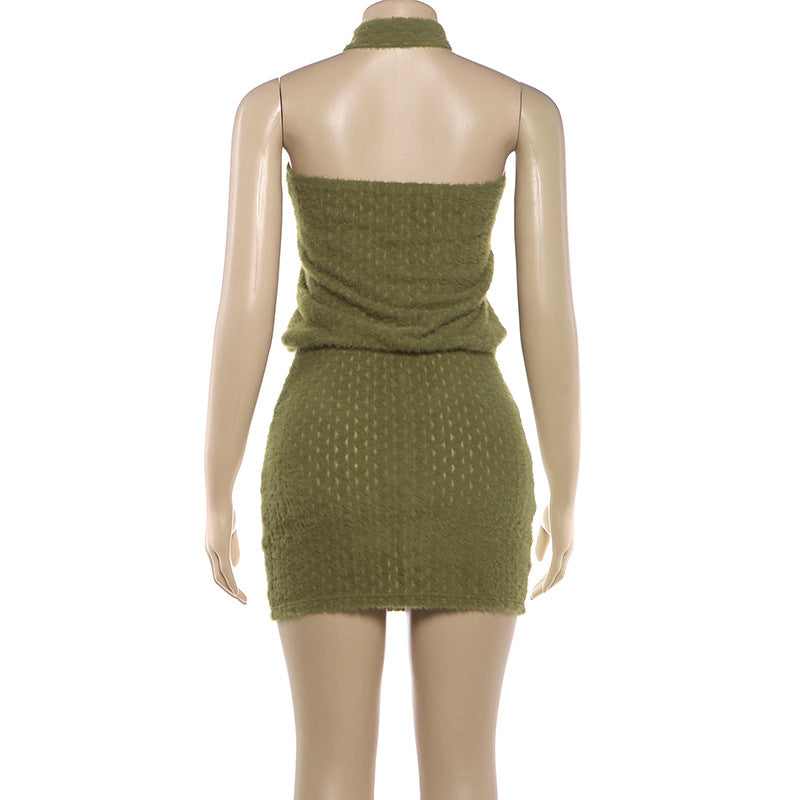 Knit Halter Halter Mini Dress