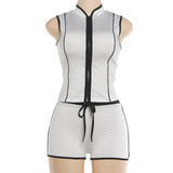 Sleeveless Zip-Up Two-Piece Set