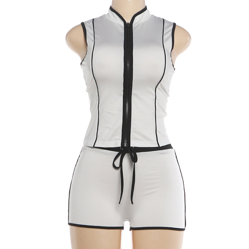 Sleeveless Zip-Up Two-Piece Set