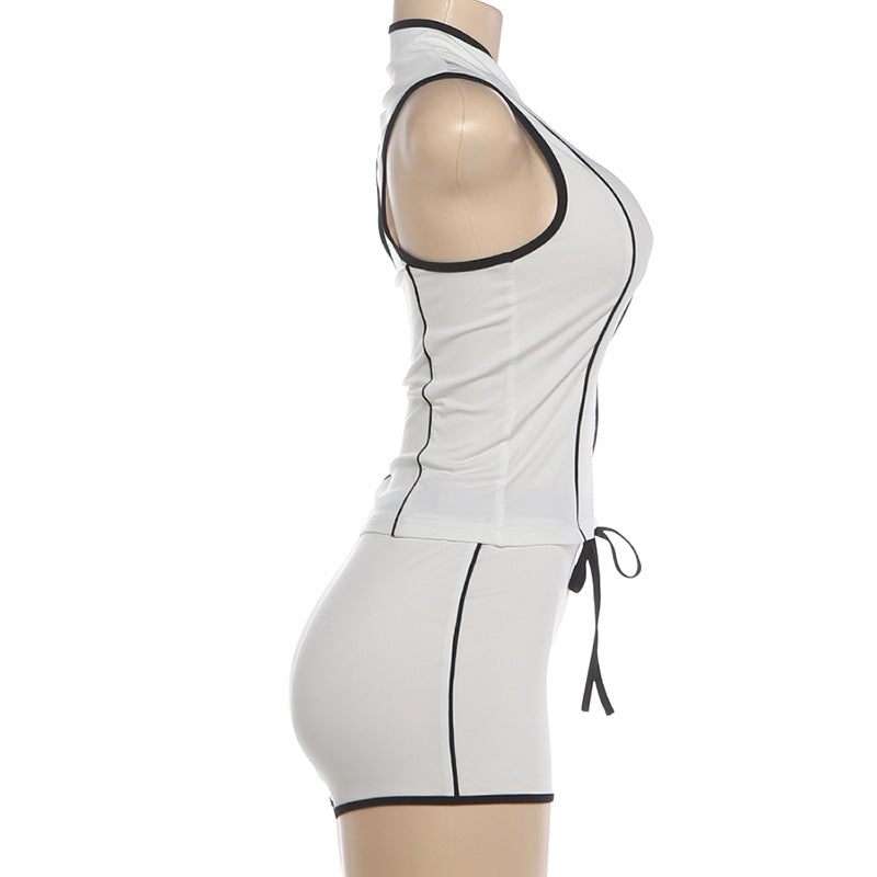 Sleeveless Zip-Up Two-Piece Set