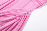 Elegant Pink Draped Cut-Out Two-Piece Set