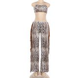 Strapless Crop Top and Flared Pants Set