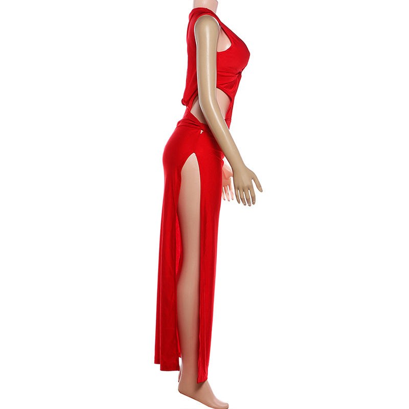 Cut-Out Evening Gown with Slit