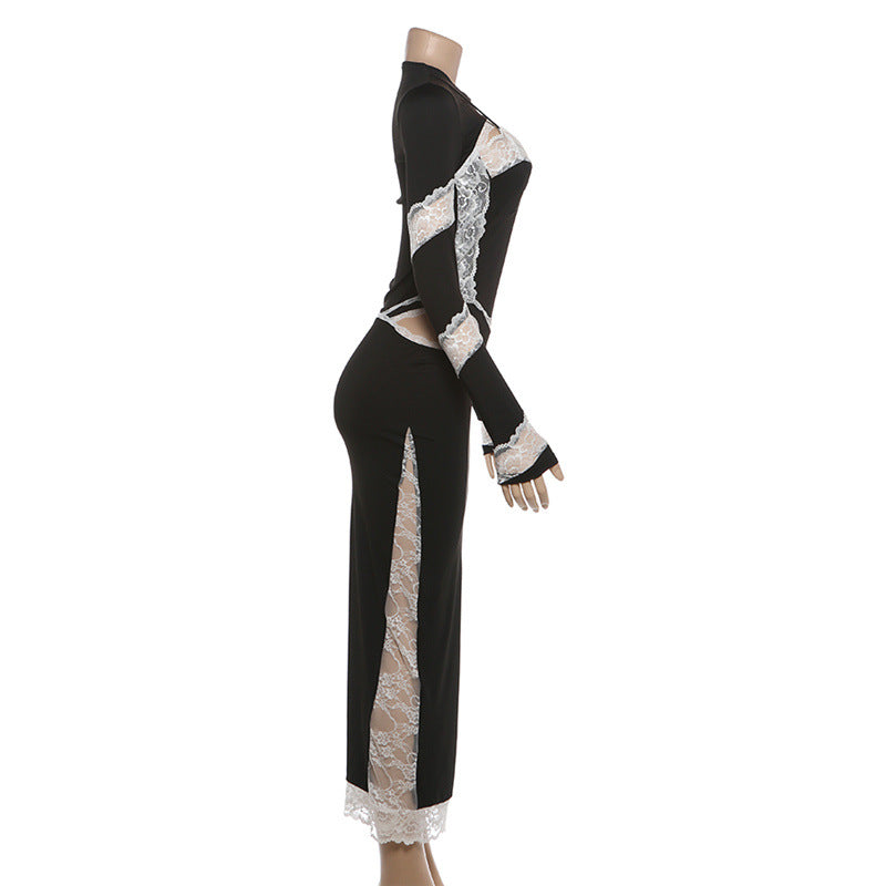 Elegant Lace Cut-Out Evening Dress