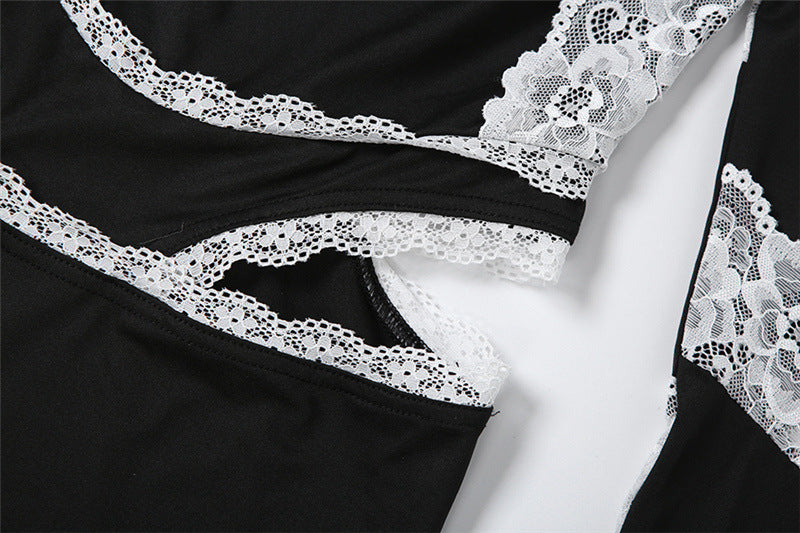 Elegant Lace Cut-Out Evening Dress
