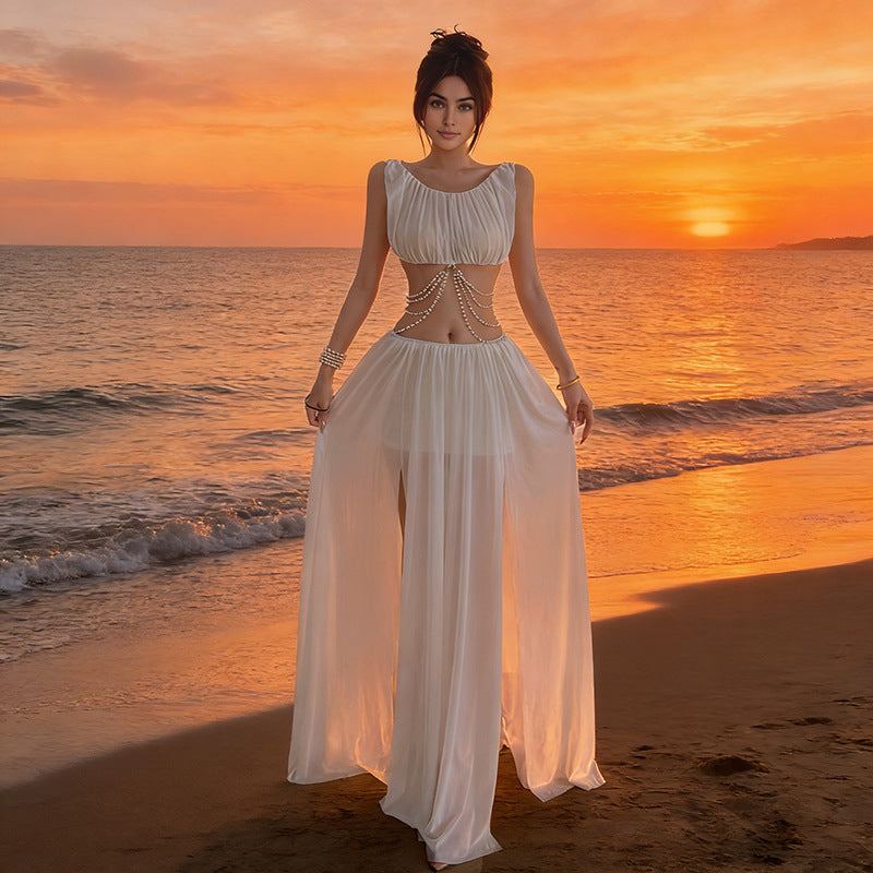 Top with Beaded Waist Skirt Set