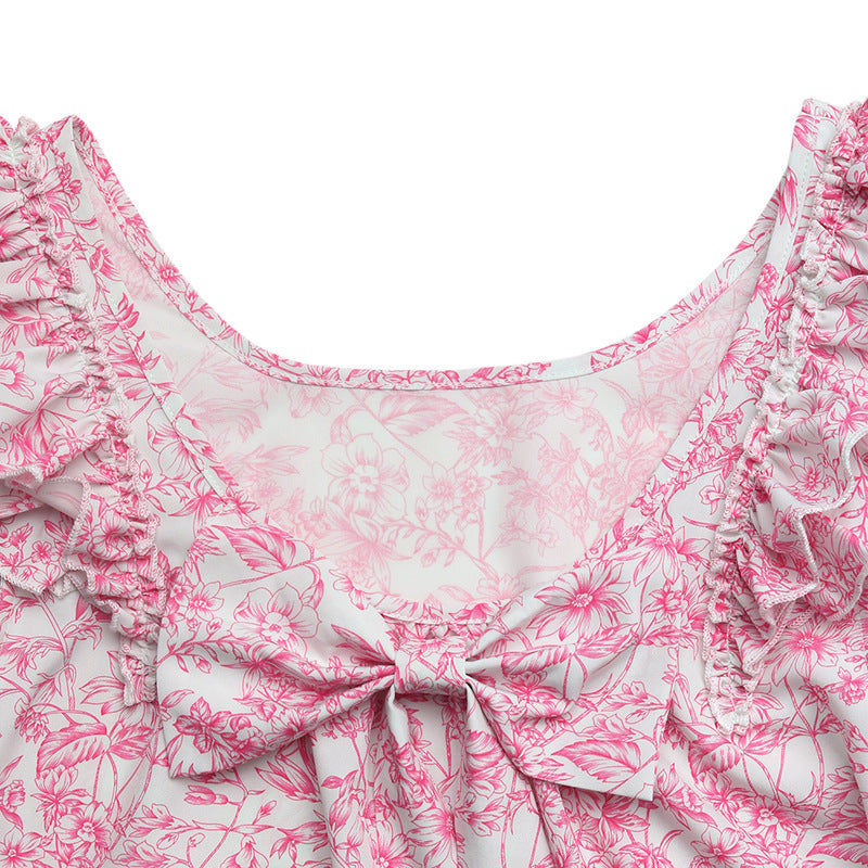 Floral Ruffled Sleeves Top