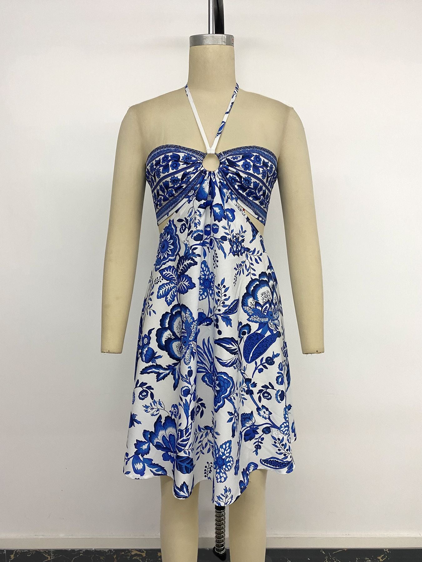 Floral Cut-Out Strapless Dress