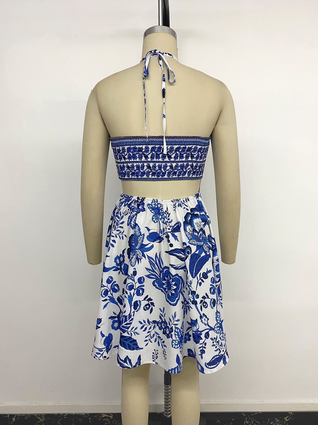 Floral Cut-Out Strapless Dress