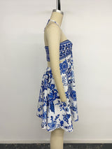 Floral Cut-Out Strapless Dress