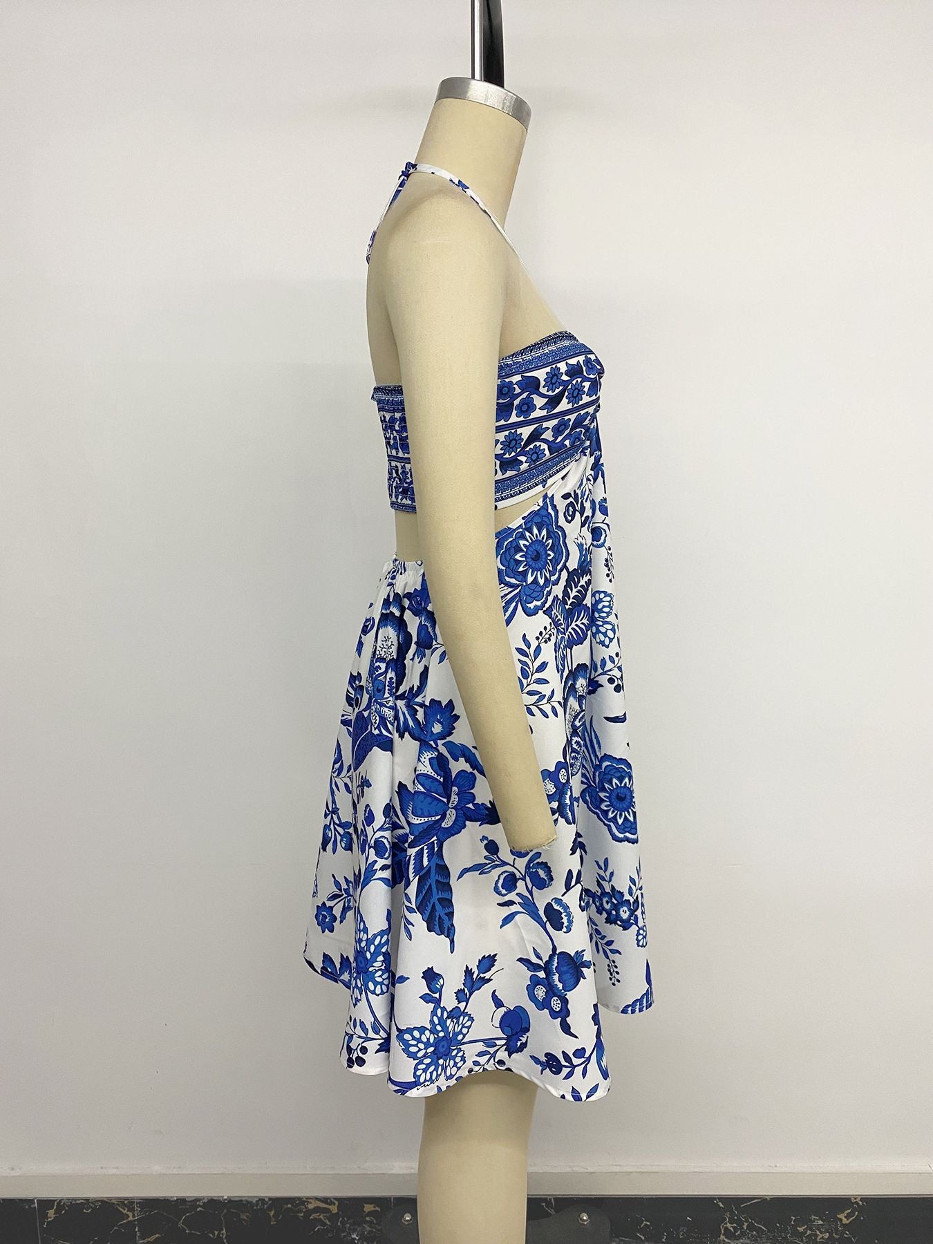 Floral Cut-Out Strapless Dress