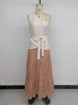 One-Shoulder Top with Geometric Maxi Skirt