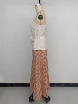 One-Shoulder Top with Geometric Maxi Skirt
