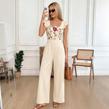 Elegant Floral Wide-Leg Jumpsuit
