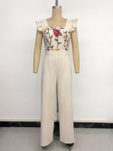 Elegant Floral Wide-Leg Jumpsuit