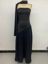 Strapless Maxi Dress with Scarf Detail