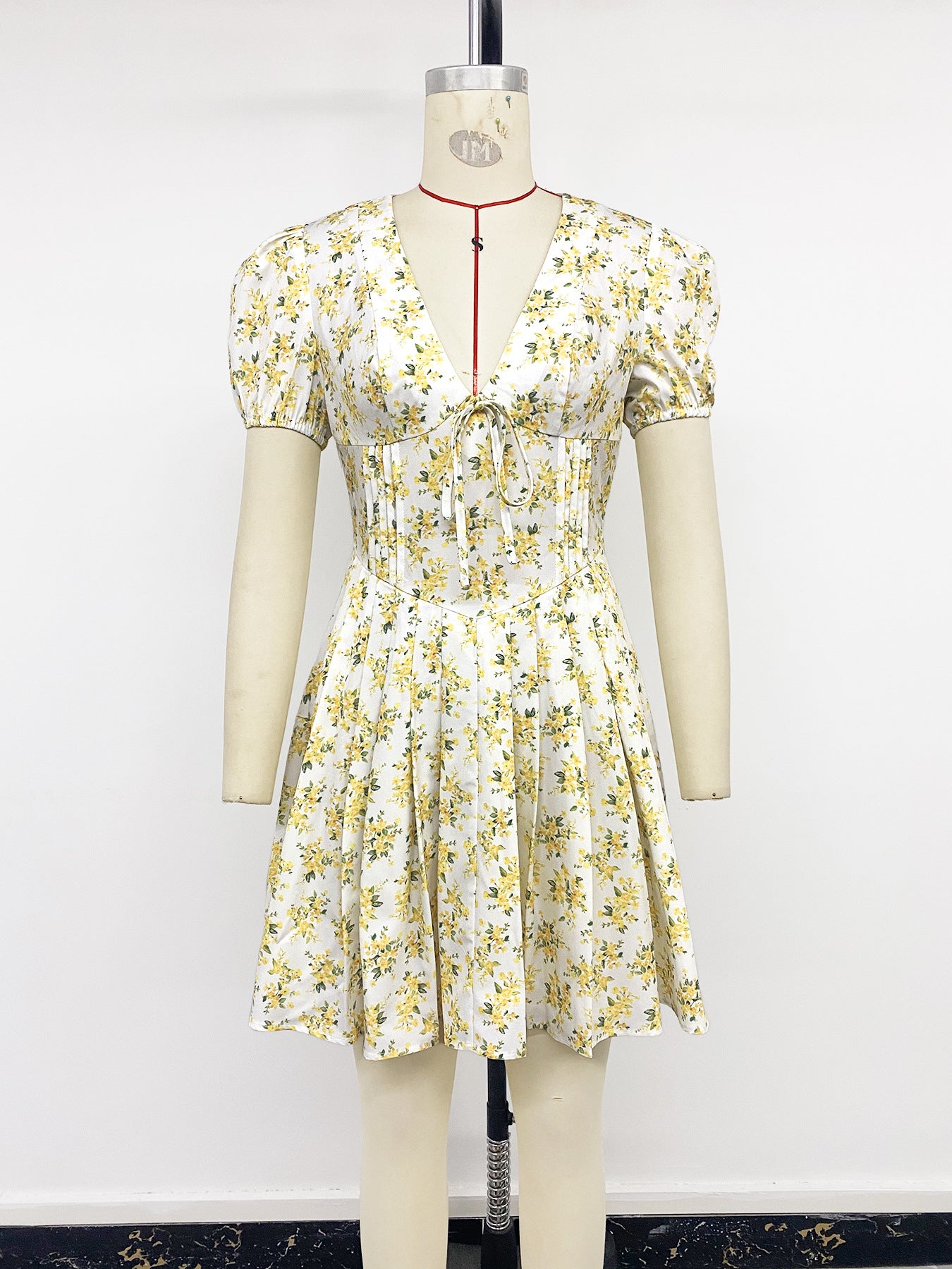 Floral Dress with Tie-Front Detail