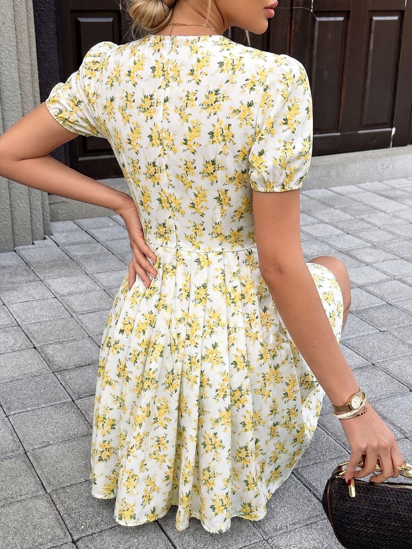 Floral Dress with Tie-Front Detail