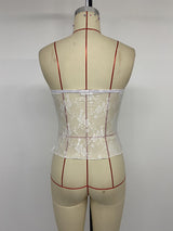 Lace Strapless Top with Drawstring Detail