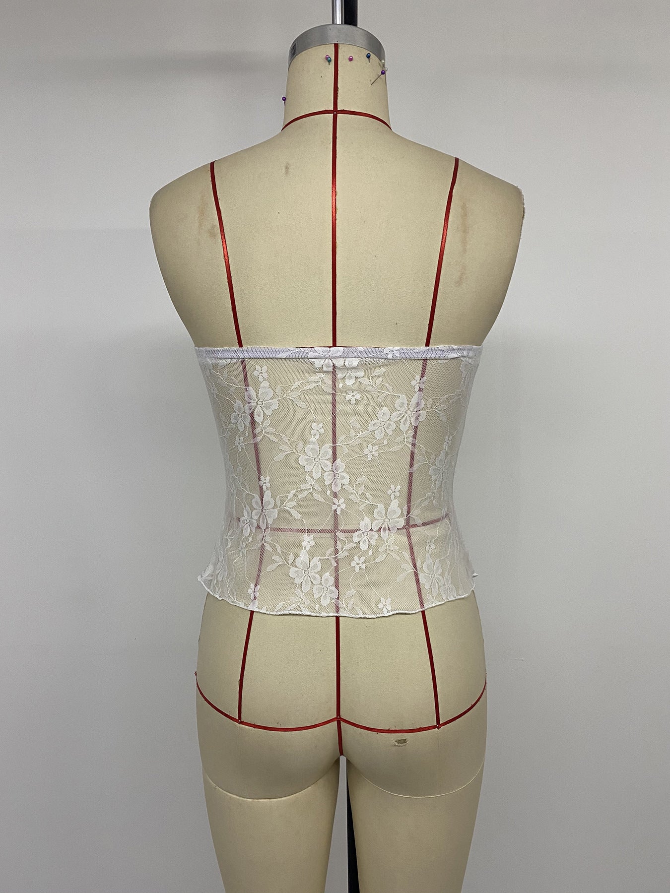 Lace Strapless Top with Drawstring Detail