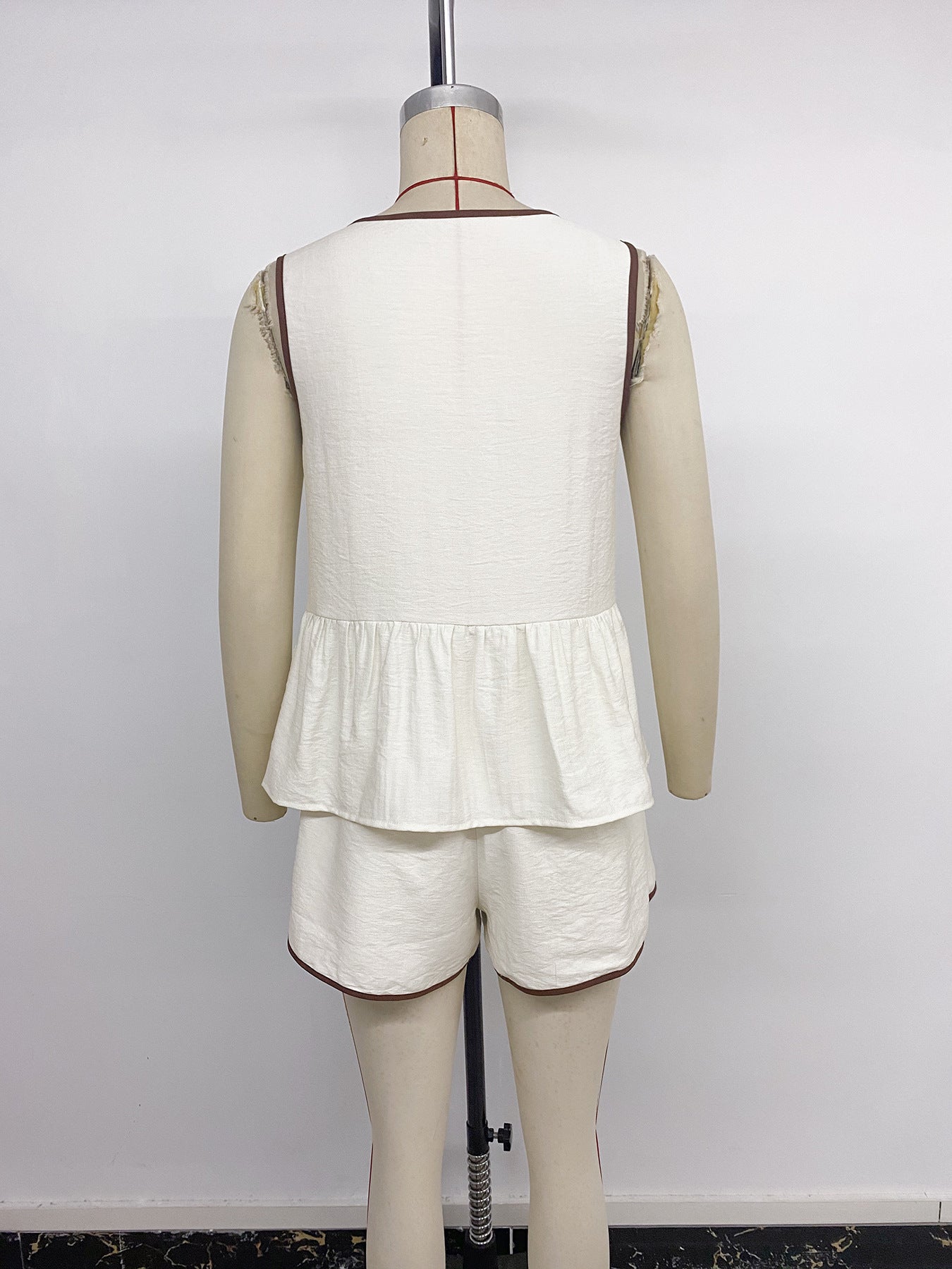 Sleeveless Top & Shorts Set with Bow Details