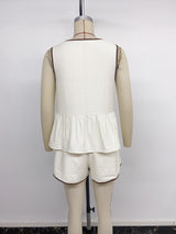 Sleeveless Top & Shorts Set with Bow Details