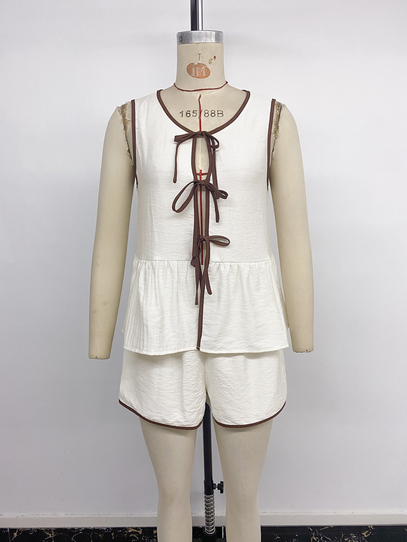 Sleeveless Top & Shorts Set with Bow Details
