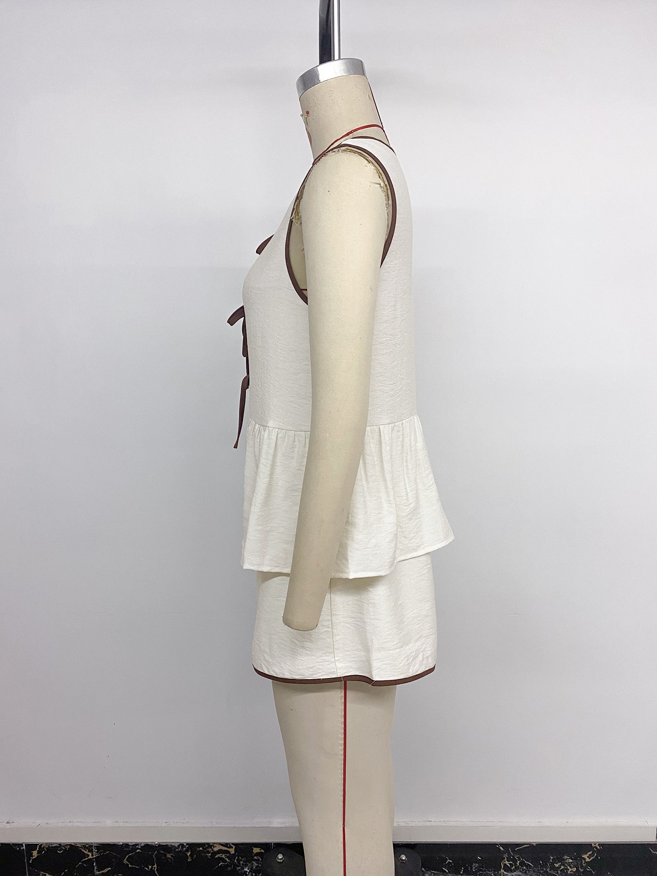 Sleeveless Top & Shorts Set with Bow Details