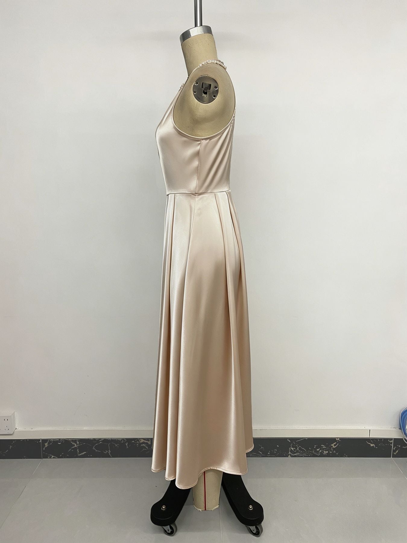 Halter Maxi Dress with Pearl Neckline
