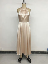 Halter Maxi Dress with Pearl Neckline