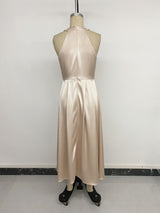 Halter Maxi Dress with Pearl Neckline